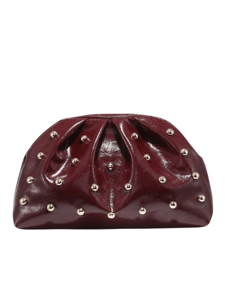 burgundy pearl clutch bag